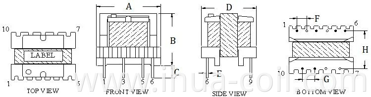 Ee16 Flyback Switching Audio High Frequency Voltage Step Down Power Transformer for Power Supply